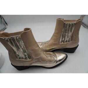 Matisse Women's Sz 10 M Vegan Cavalier Gold Metallic Western Block Ankle Bootie